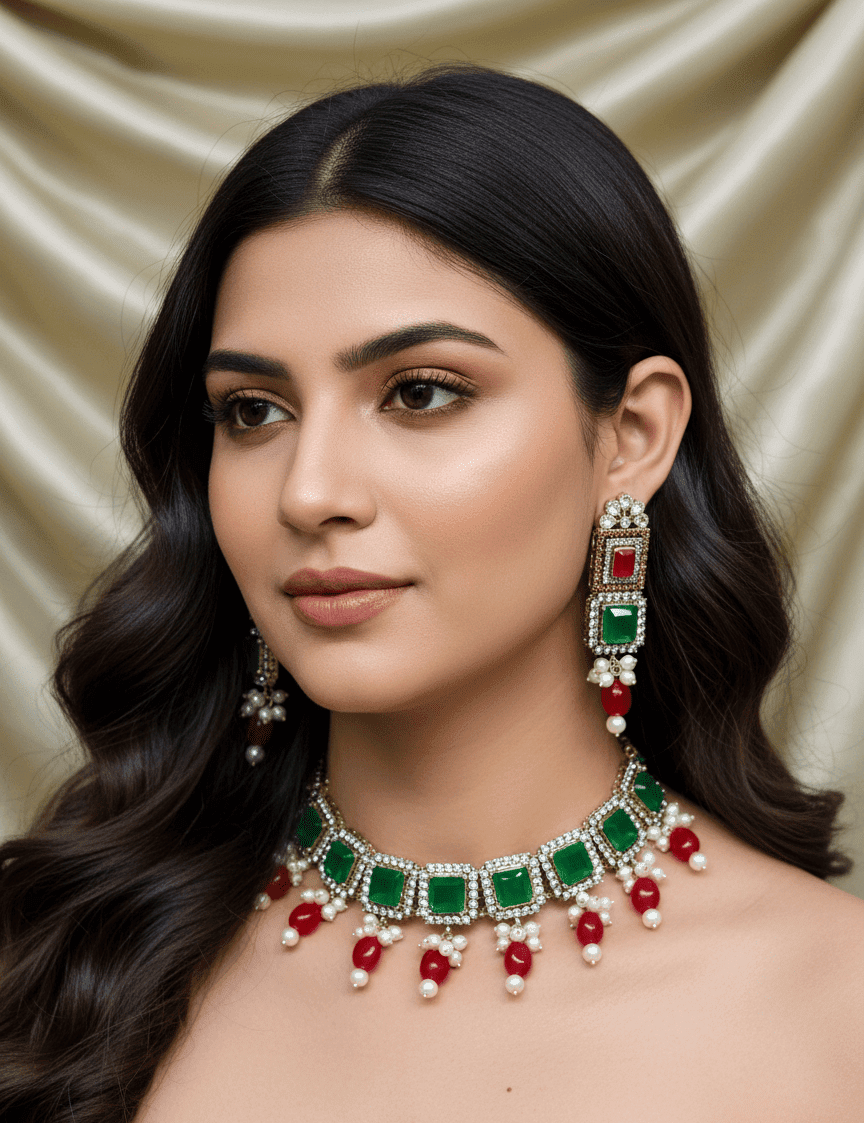 Emerald Garnet Choker