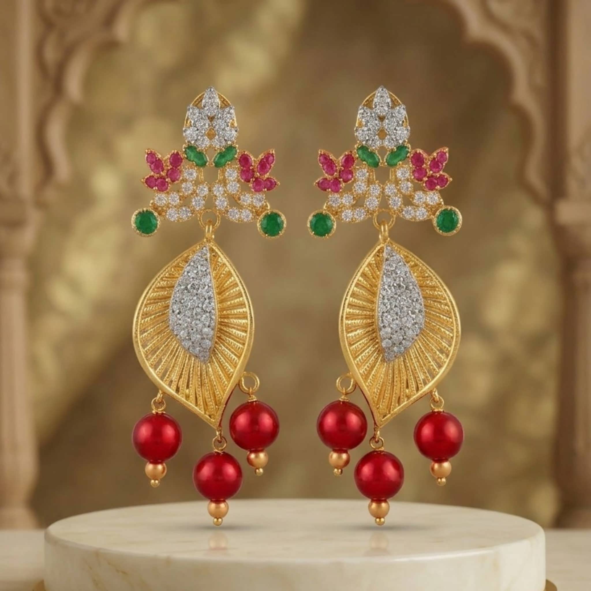 Earrings Leaf cherry