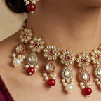 Pearl Kundan with Ruby