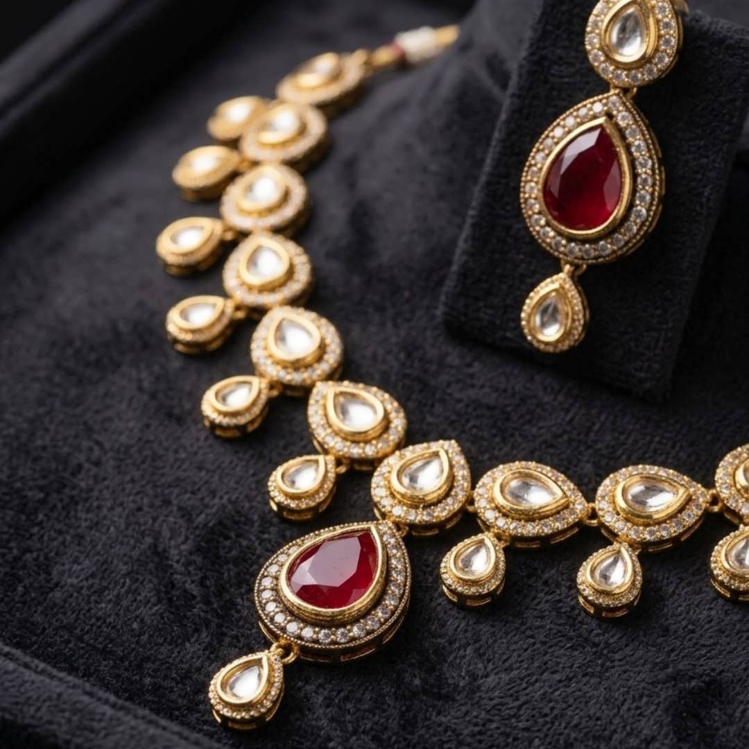 Ruby Kundan Set