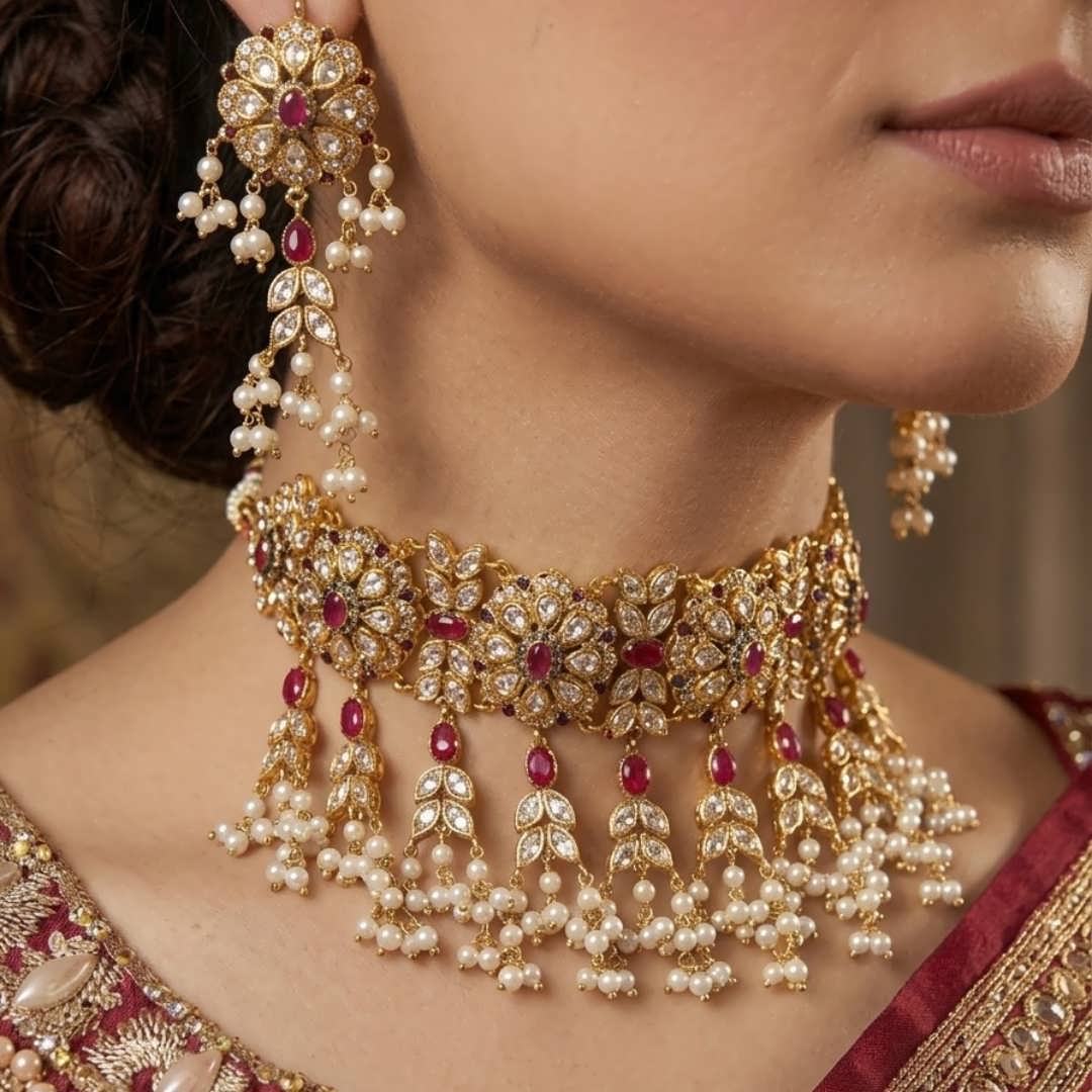 Ruby Kundan set 2
