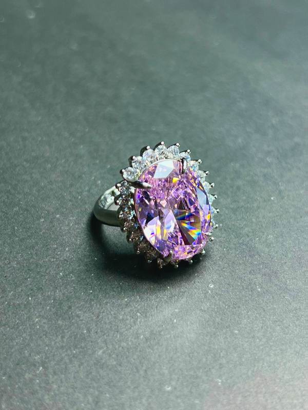 Pink Rose Cut Cubic Ring