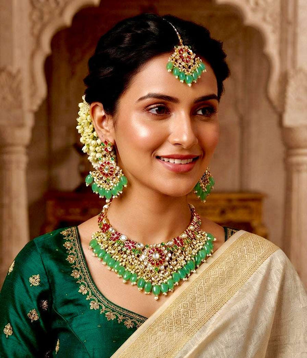Kundan Emerald Set Hand made