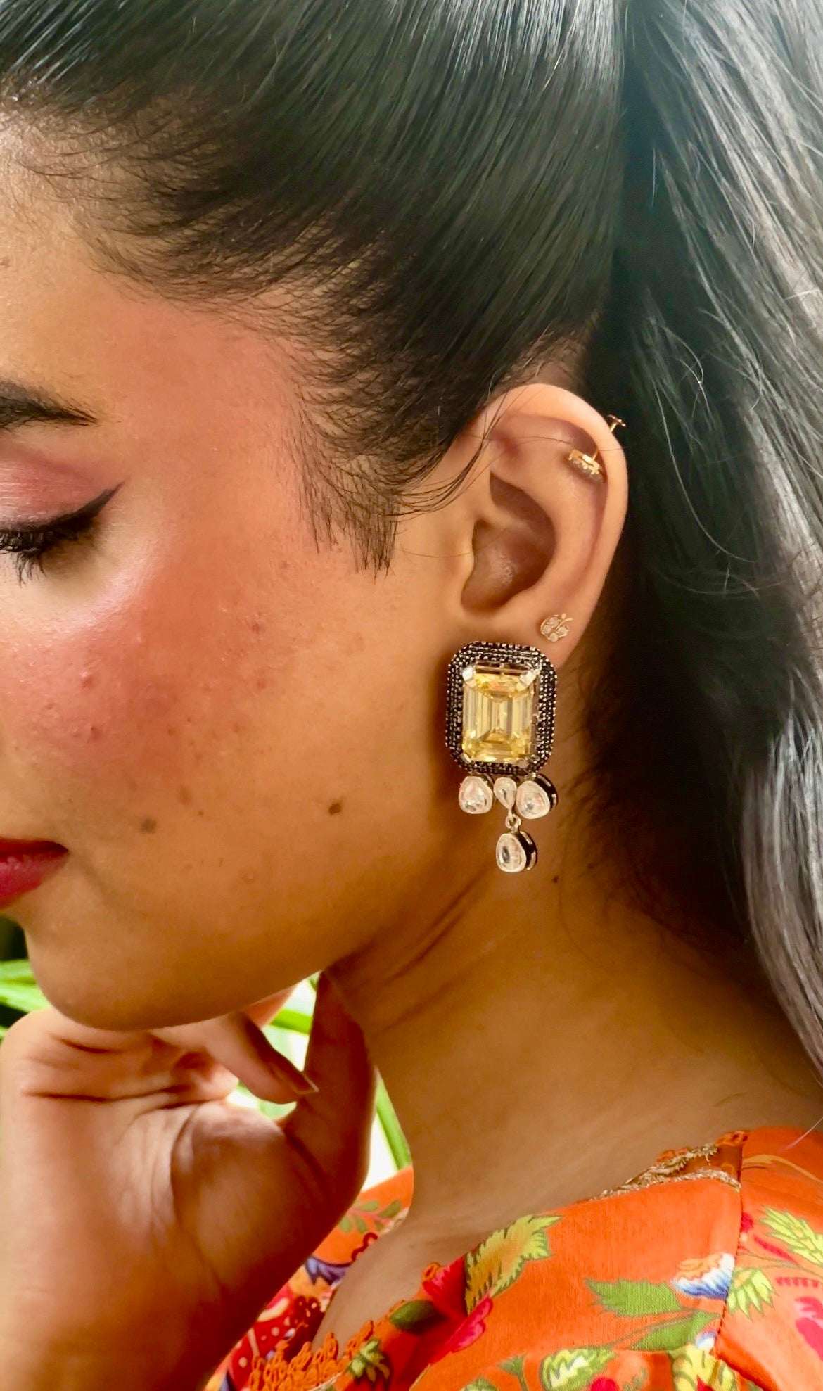 Earrings cubic zirconia Lemon