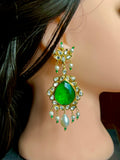 Earrings Emerald Kundan with pearl