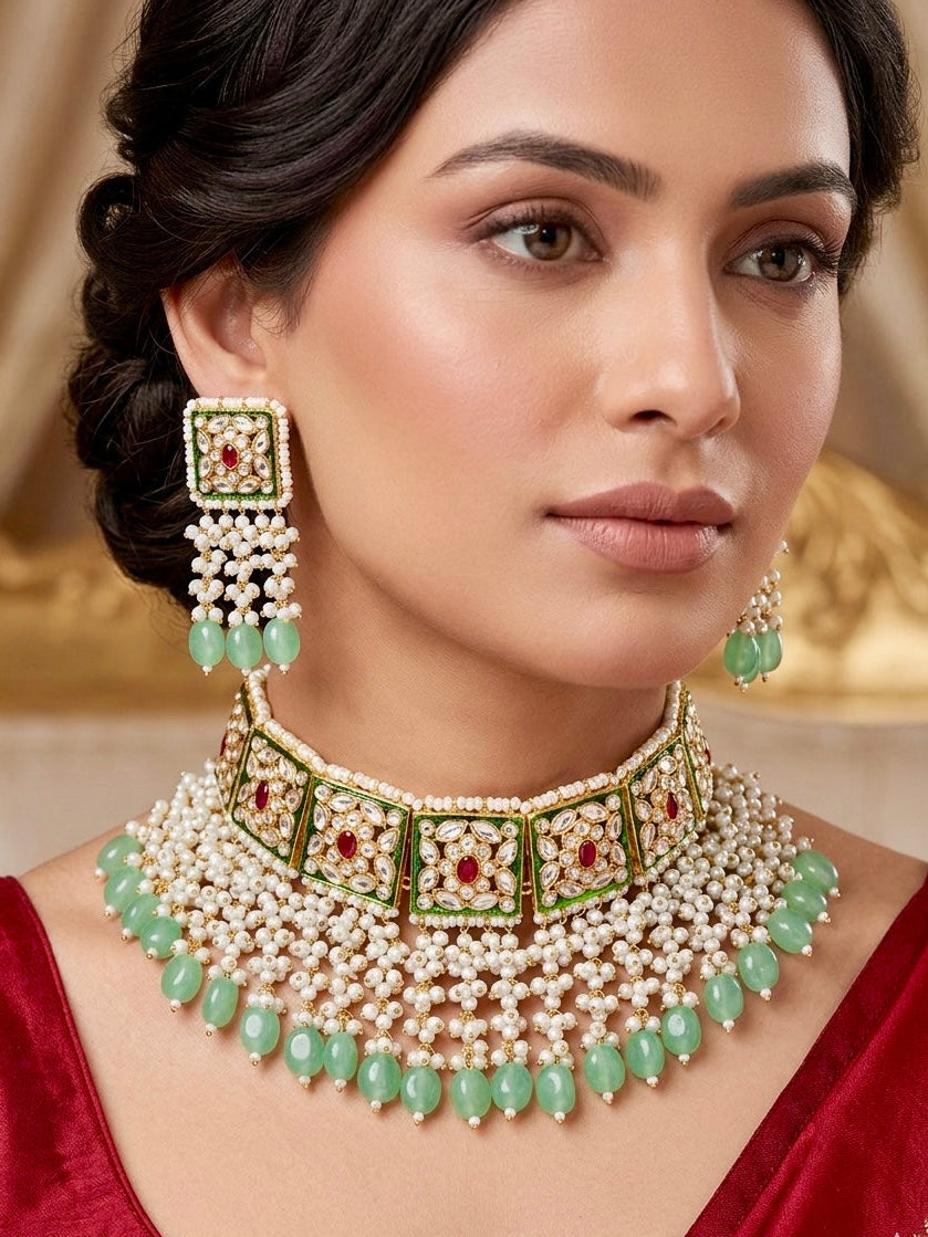 Kundan pearl Choker Set