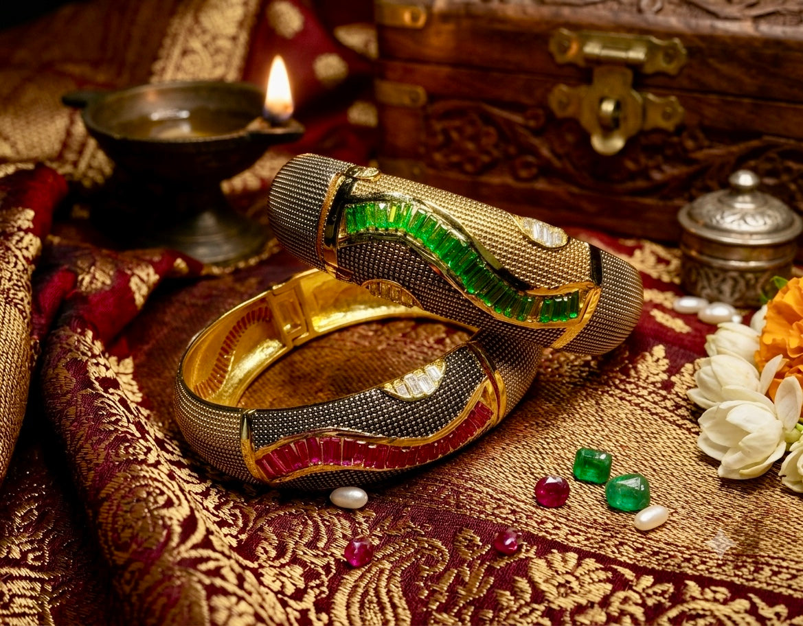 Ruby Emerald Sapphire Bangles pair