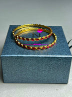 GOLD TONE SLIME TWO KUNDAN BANGLES