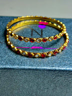 GOLD TONE SLIME TWO KUNDAN BANGLES