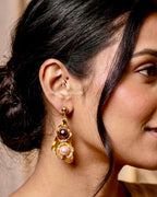 Earrings Triangle Floret  Pearl