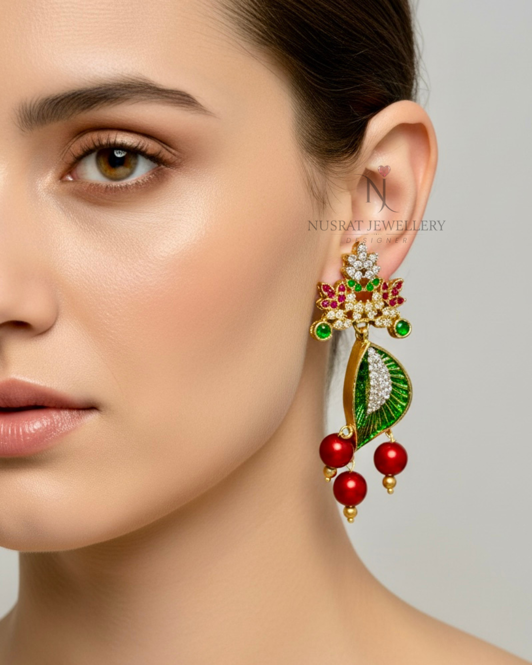 Earrings Leaf cherry