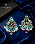 Earrings silver Kundan Tourmaline