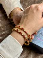 GOLD TONE SLIME TWO KUNDAN BANGLES