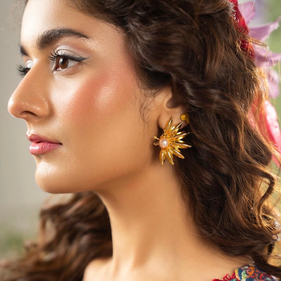 Earrings floret cubic zirconia - Nusrat Jewellery