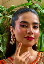 Earrings Ruby Kundan Dimond Polki Cut Stone - Nusrat Jewellery