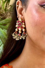 Earrings Ruby Kundan Dimond Polki Cut Stone - Nusrat Jewellery