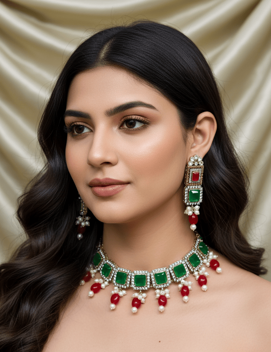 Emerald Garnet Choker